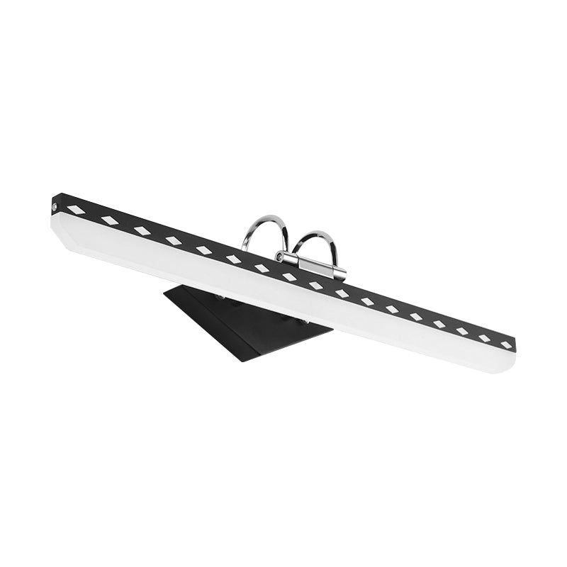 Acrylic Linear Vanity Lighting Modernist 15"/19"/23" Wide Led Black/White Vanity Wall Sconce with Curved Arm in Natural Light Clearhalo 'Cast Iron' 'Glass' 'Industrial' 'Modern wall lights' 'Modern' 'Tiffany' 'Traditional wall lights' 'Vanity Lights' 'Wall Lights' Lighting' 213204