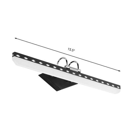 Acrylic Linear Vanity Lighting Modernist 15"/19"/23" Wide Led Black/White Vanity Wall Sconce with Curved Arm in Natural Light Clearhalo 'Cast Iron' 'Glass' 'Industrial' 'Modern wall lights' 'Modern' 'Tiffany' 'Traditional wall lights' 'Vanity Lights' 'Wall Lights' Lighting' 213205