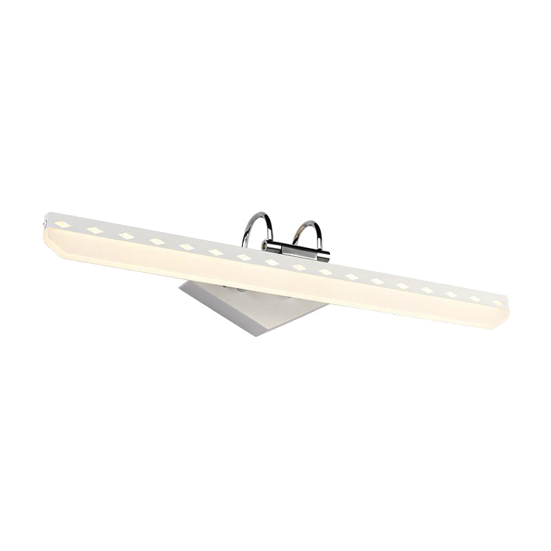 Acrylic Linear Vanity Lighting Modernist 15"/19"/23" Wide Led Black/White Vanity Wall Sconce with Curved Arm in Natural Light Clearhalo 'Cast Iron' 'Glass' 'Industrial' 'Modern wall lights' 'Modern' 'Tiffany' 'Traditional wall lights' 'Vanity Lights' 'Wall Lights' Lighting' 213208