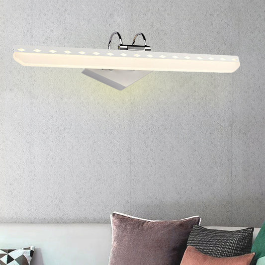 Acrylic Linear Vanity Lighting Modernist 15"/19"/23" Wide Led Black/White Vanity Wall Sconce with Curved Arm in Natural Light Clearhalo 'Cast Iron' 'Glass' 'Industrial' 'Modern wall lights' 'Modern' 'Tiffany' 'Traditional wall lights' 'Vanity Lights' 'Wall Lights' Lighting' 213209