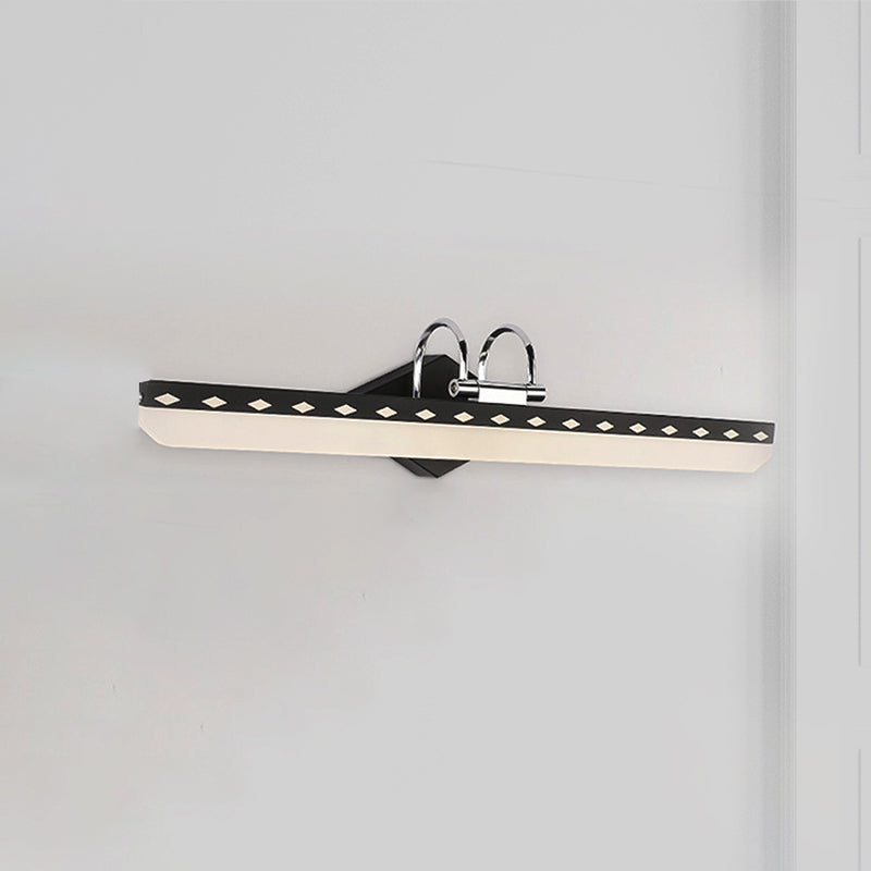 Acrylic Linear Vanity Lighting Modernist 15"/19"/23" Wide Led Black/White Vanity Wall Sconce with Curved Arm in Natural Light Clearhalo 'Cast Iron' 'Glass' 'Industrial' 'Modern wall lights' 'Modern' 'Tiffany' 'Traditional wall lights' 'Vanity Lights' 'Wall Lights' Lighting' 213212