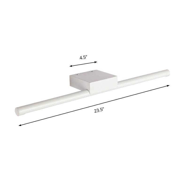 Slim Metal Vanity Sconce Contemporary Led 16"/19.5"/23.5" Wide White Wall Mounted Light Fixture in White/Warm Light Clearhalo 'Cast Iron' 'Glass' 'Industrial' 'Modern wall lights' 'Modern' 'Tiffany' 'Traditional wall lights' 'Vanity Lights' 'Wall Lights' Lighting' 213234