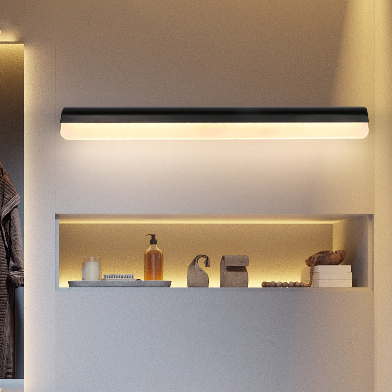 Linear Vanity Sconce Contemporary Acrylic White/Black Led Vanity Wall Sconce Fixture in White/Warm Light, 16"/19.5"/23.5" Wide Clearhalo 'Modern wall lights' 'Modern' 'Vanity Lights' 'Wall Lights' Lighting' 213248