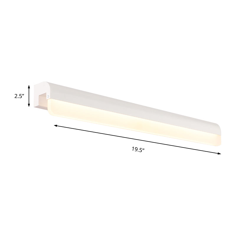 Linear Vanity Sconce Contemporary Acrylic White/Black Led Vanity Wall Sconce Fixture in White/Warm Light, 16"/19.5"/23.5" Wide Clearhalo 'Modern wall lights' 'Modern' 'Vanity Lights' 'Wall Lights' Lighting' 213260