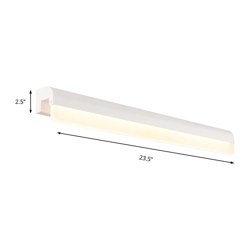 Linear Vanity Sconce Contemporary Acrylic White/Black Led Vanity Wall Sconce Fixture in White/Warm Light, 16"/19.5"/23.5" Wide Clearhalo 'Modern wall lights' 'Modern' 'Vanity Lights' 'Wall Lights' Lighting' 213261