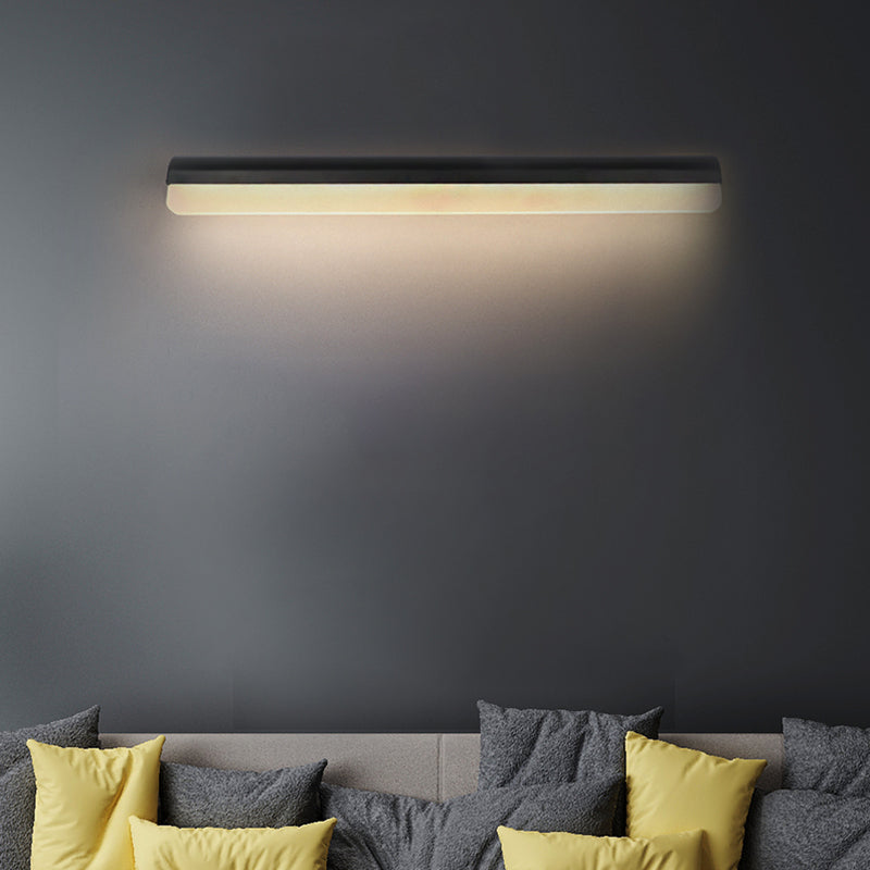 Linear Vanity Sconce Contemporary Acrylic White/Black Led Vanity Wall Sconce Fixture in White/Warm Light, 16"/19.5"/23.5" Wide Black Clearhalo 'Modern wall lights' 'Modern' 'Vanity Lights' 'Wall Lights' Lighting' 213265