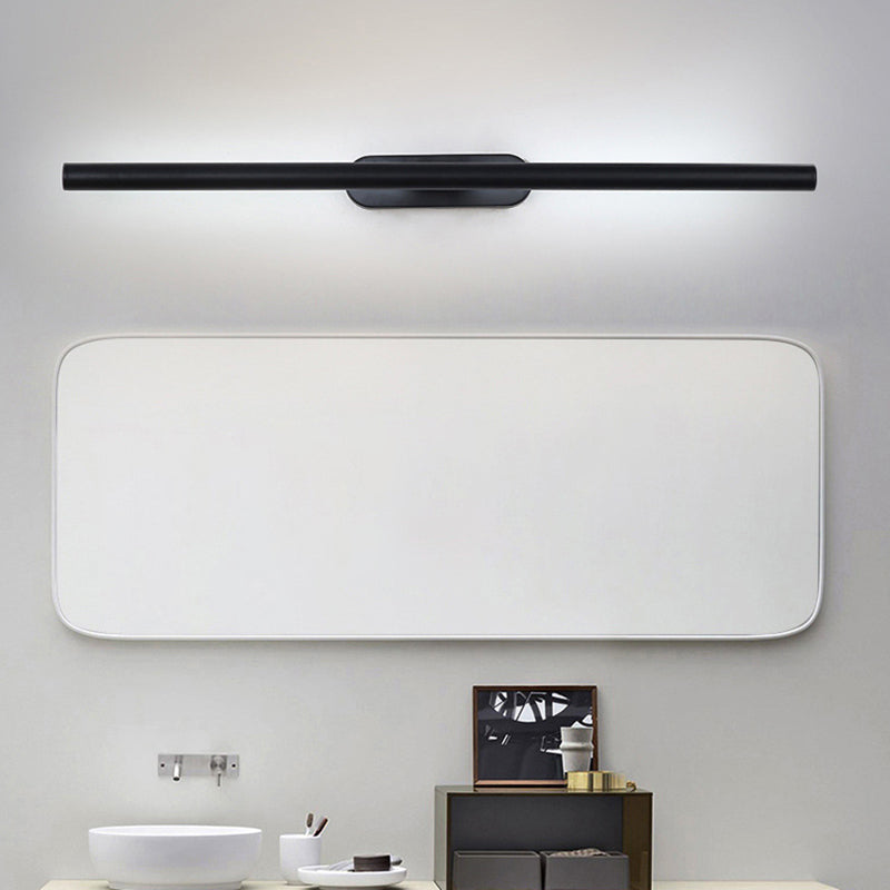 Tube Metal Vanity Lighting Modern Led White/Black Wall Mounted Lamp in White/Warm/Natural Light, 19"/23"/27" Wide Clearhalo 'Cast Iron' 'Glass' 'Industrial' 'Modern wall lights' 'Modern' 'Tiffany' 'Traditional wall lights' 'Vanity Lights' 'Wall Lights' Lighting' 213274