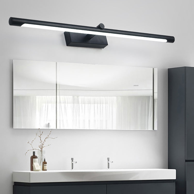 Tube Vanity Lighting Modern Metal White/Black Led Vanity Wall Sconce in White/Warm/Natural Light, 18"/22"/26" Wide Black Clearhalo 'Cast Iron' 'Glass' 'Industrial' 'Modern wall lights' 'Modern' 'Tiffany' 'Traditional wall lights' 'Vanity Lights' 'Wall Lights' Lighting' 213299