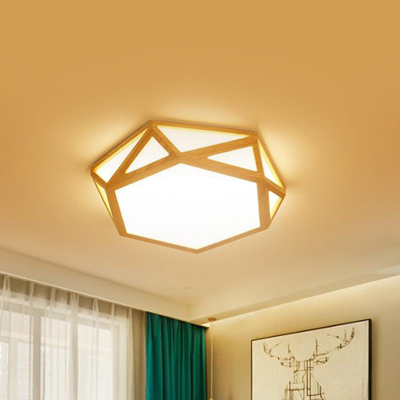 16"/19.5"/23.5" Wide Geometric Flush Mount Nordic Wood Beige LED Flush Mount Lamp for Living Room Clearhalo 'Ceiling Lights' 'Close To Ceiling Lights' 'Close to ceiling' 'Flush mount' Lighting' 213370