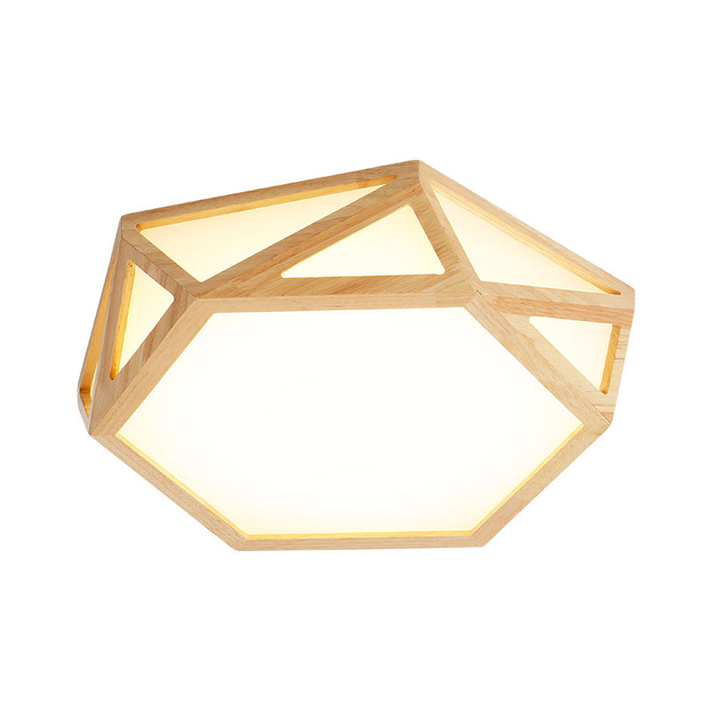 16"/19.5"/23.5" Wide Geometric Flush Mount Nordic Wood Beige LED Flush Mount Lamp for Living Room Clearhalo 'Ceiling Lights' 'Close To Ceiling Lights' 'Close to ceiling' 'Flush mount' Lighting' 213373