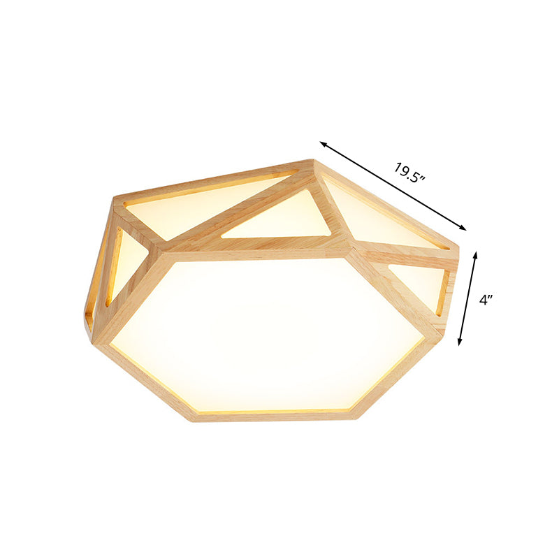 16"/19.5"/23.5" Wide Geometric Flush Mount Nordic Wood Beige LED Flush Mount Lamp for Living Room Clearhalo 'Ceiling Lights' 'Close To Ceiling Lights' 'Close to ceiling' 'Flush mount' Lighting' 213375