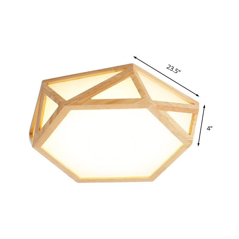 16"/19.5"/23.5" Wide Geometric Flush Mount Nordic Wood Beige LED Flush Mount Lamp for Living Room Clearhalo 'Ceiling Lights' 'Close To Ceiling Lights' 'Close to ceiling' 'Flush mount' Lighting' 213376