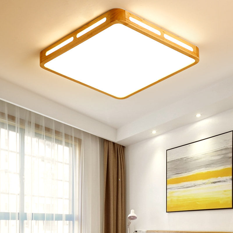 Rectangle Ceiling Mounted Light Modernism Wood Beige LED Flush Mount Lamp for Bedroom, 12"/18"/21"/25.5" Wide Clearhalo 'Ceiling Lights' 'Close To Ceiling Lights' 'Close to ceiling' 'Flush mount' Lighting' 213528