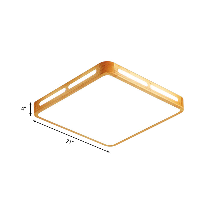 Rectangle Ceiling Mounted Light Modernism Wood Beige LED Flush Mount Lamp for Bedroom, 12"/18"/21"/25.5" Wide Clearhalo 'Ceiling Lights' 'Close To Ceiling Lights' 'Close to ceiling' 'Flush mount' Lighting' 213533