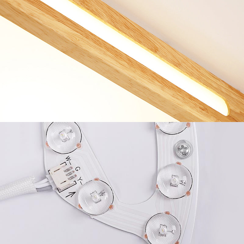 Rectangle Ceiling Mounted Light Modernism Wood Beige LED Flush Mount Lamp for Bedroom, 12"/18"/21"/25.5" Wide Clearhalo 'Ceiling Lights' 'Close To Ceiling Lights' 'Close to ceiling' 'Flush mount' Lighting' 213535