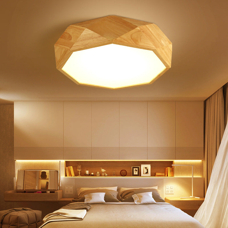 Geometric Ceiling Mounted Light Modernism Wood Beige LED Flush Mount Lamp with Acrylic Diffuser, 18"/26" Wide Clearhalo 'Ceiling Lights' 'Close To Ceiling Lights' 'Close to ceiling' 'Flush mount' Lighting' 213570