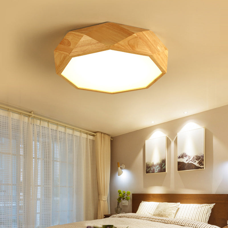 Geometric Ceiling Mounted Light Modernism Wood Beige LED Flush Mount Lamp with Acrylic Diffuser, 18"/26" Wide Clearhalo 'Ceiling Lights' 'Close To Ceiling Lights' 'Close to ceiling' 'Flush mount' Lighting' 213571