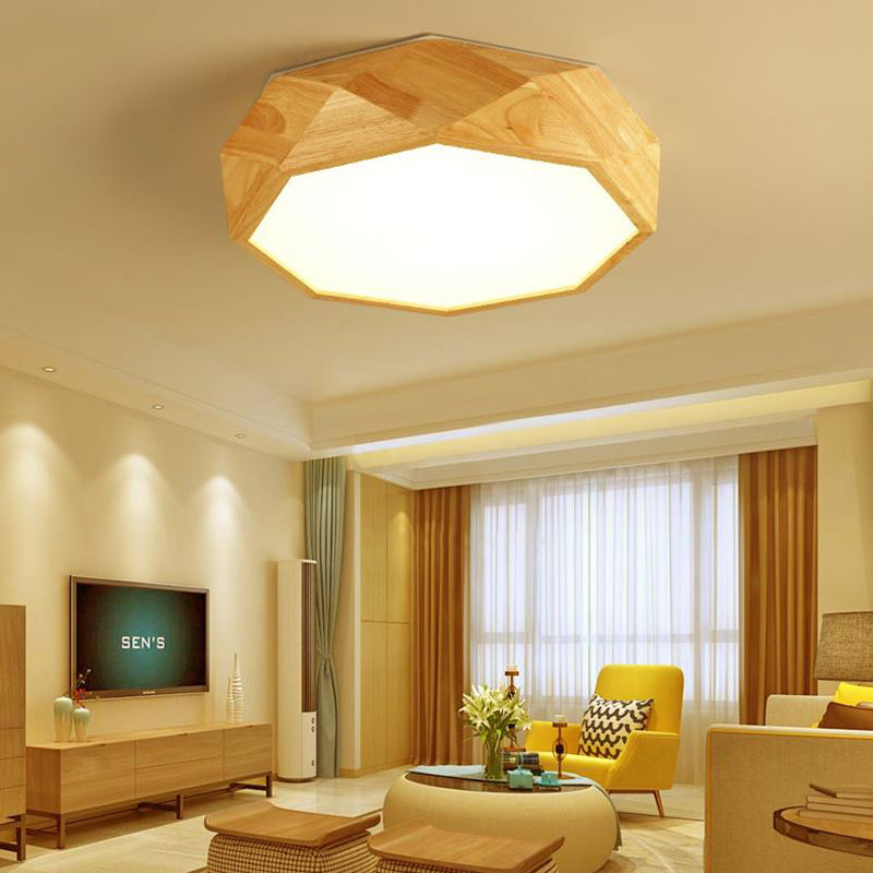 Geometric Ceiling Mounted Light Modernism Wood Beige LED Flush Mount Lamp with Acrylic Diffuser, 18"/26" Wide Clearhalo 'Ceiling Lights' 'Close To Ceiling Lights' 'Close to ceiling' 'Flush mount' Lighting' 213572