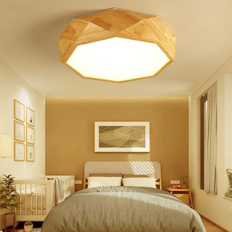 Geometric Ceiling Mounted Light Modernism Wood Beige LED Flush Mount Lamp with Acrylic Diffuser, 18"/26" Wide Clearhalo 'Ceiling Lights' 'Close To Ceiling Lights' 'Close to ceiling' 'Flush mount' Lighting' 213573