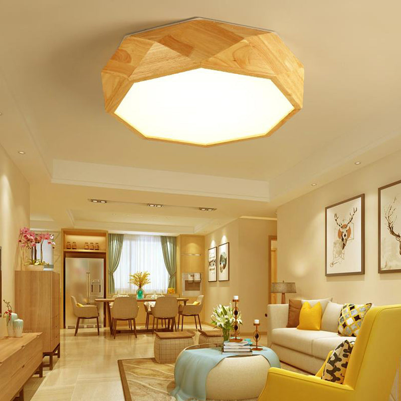 Geometric Ceiling Mounted Light Modernism Wood Beige LED Flush Mount Lamp with Acrylic Diffuser, 18"/26" Wide Clearhalo 'Ceiling Lights' 'Close To Ceiling Lights' 'Close to ceiling' 'Flush mount' Lighting' 213574