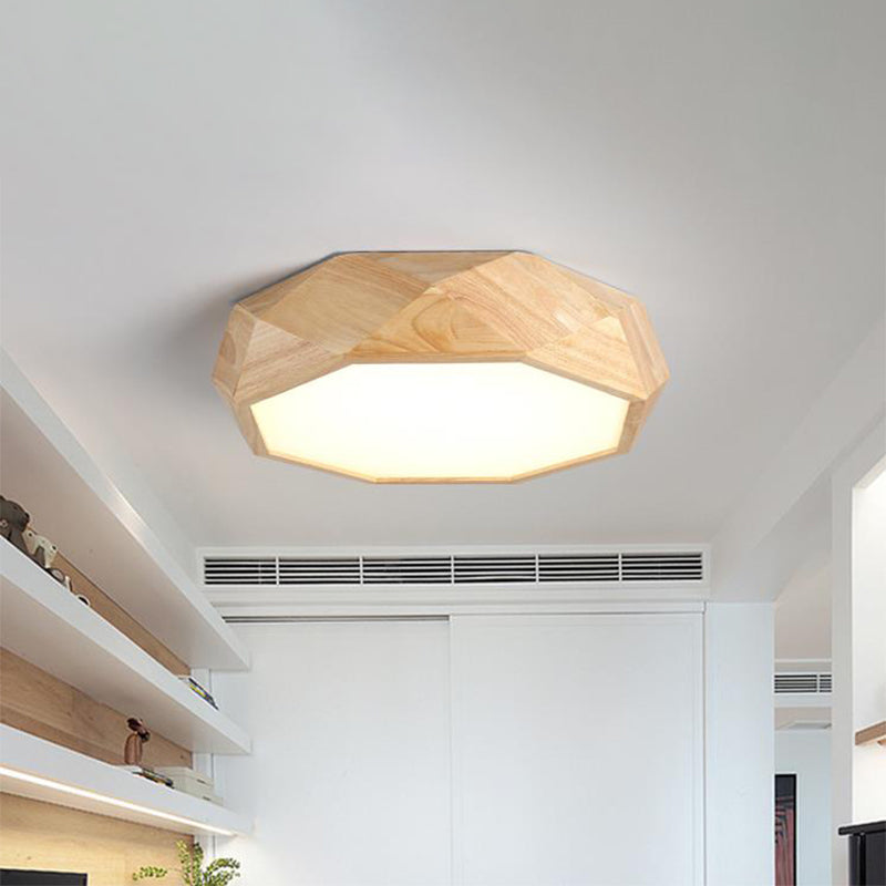 Geometric Ceiling Mounted Light Modernism Wood Beige LED Flush Mount Lamp with Acrylic Diffuser, 18"/26" Wide Clearhalo 'Ceiling Lights' 'Close To Ceiling Lights' 'Close to ceiling' 'Flush mount' Lighting' 213575