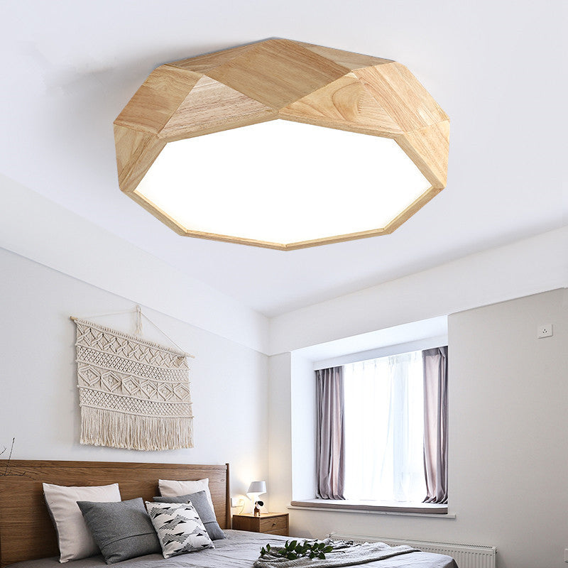 Geometric Ceiling Mounted Light Modernism Wood Beige LED Flush Mount Lamp with Acrylic Diffuser, 18"/26" Wide Clearhalo 'Ceiling Lights' 'Close To Ceiling Lights' 'Close to ceiling' 'Flush mount' Lighting' 213576