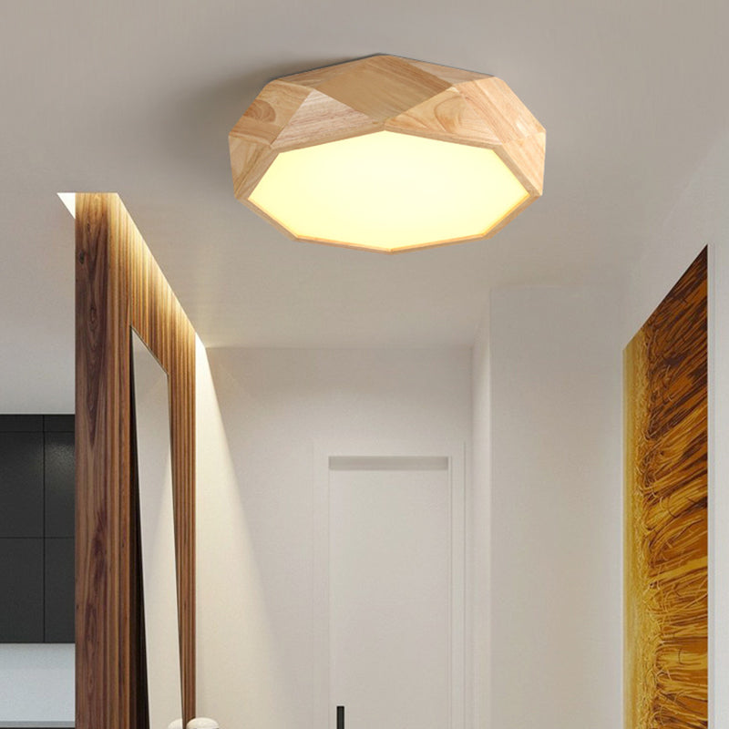 Geometric Ceiling Mounted Light Modernism Wood Beige LED Flush Mount Lamp with Acrylic Diffuser, 18"/26" Wide Clearhalo 'Ceiling Lights' 'Close To Ceiling Lights' 'Close to ceiling' 'Flush mount' Lighting' 213577