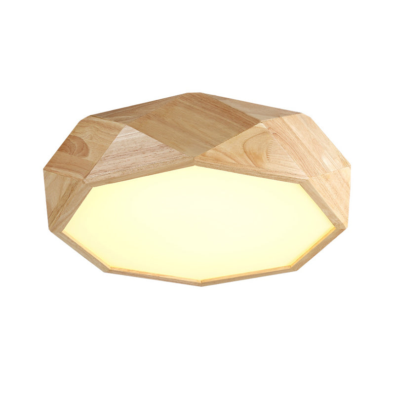 Geometric Ceiling Mounted Light Modernism Wood Beige LED Flush Mount Lamp with Acrylic Diffuser, 18"/26" Wide Clearhalo 'Ceiling Lights' 'Close To Ceiling Lights' 'Close to ceiling' 'Flush mount' Lighting' 213578