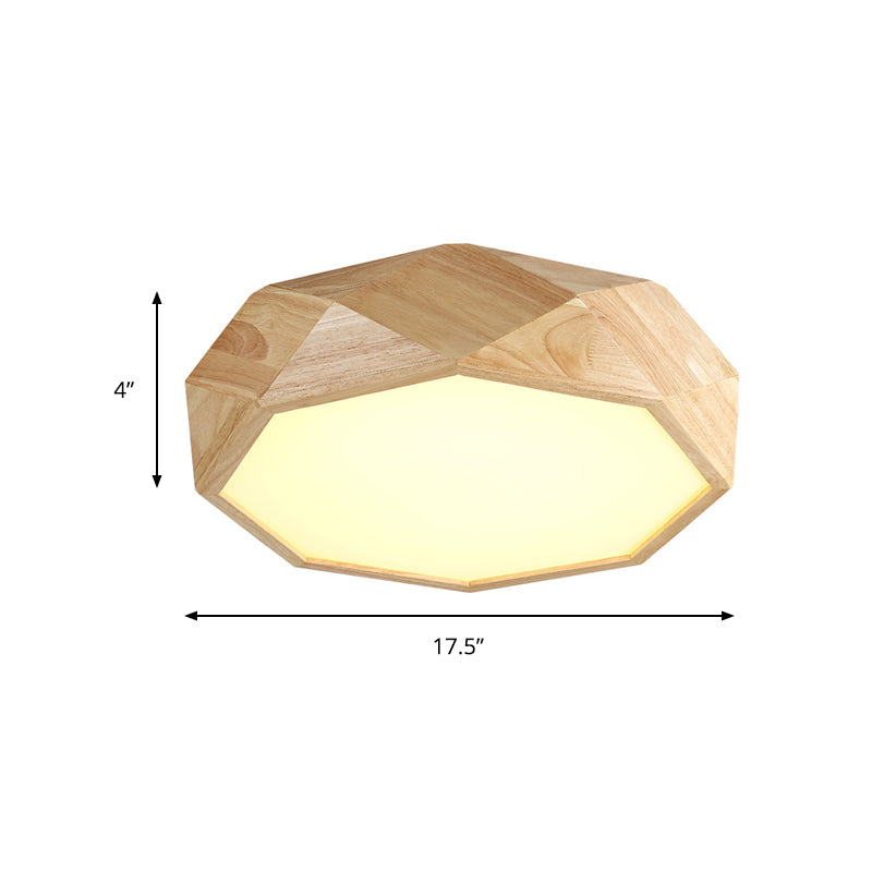 Geometric Ceiling Mounted Light Modernism Wood Beige LED Flush Mount Lamp with Acrylic Diffuser, 18"/26" Wide Clearhalo 'Ceiling Lights' 'Close To Ceiling Lights' 'Close to ceiling' 'Flush mount' Lighting' 213579