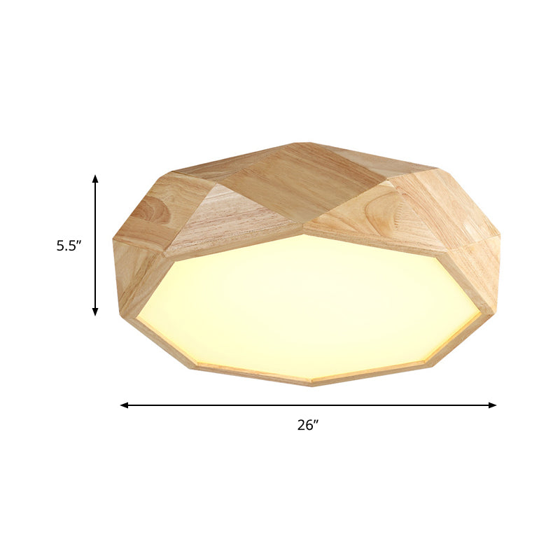 Geometric Ceiling Mounted Light Modernism Wood Beige LED Flush Mount Lamp with Acrylic Diffuser, 18"/26" Wide Clearhalo 'Ceiling Lights' 'Close To Ceiling Lights' 'Close to ceiling' 'Flush mount' Lighting' 213580