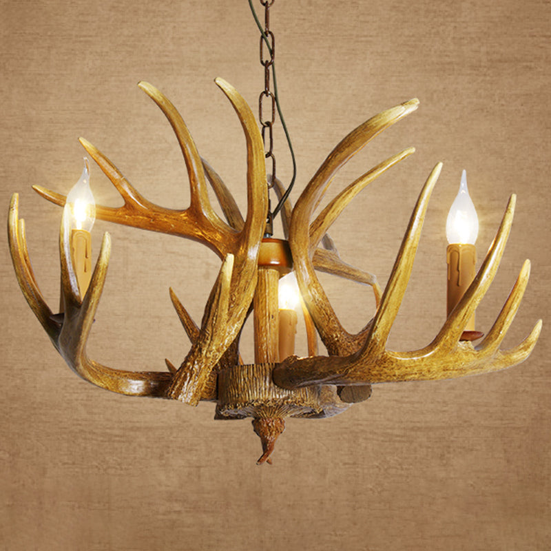 Classic Deer Horn Chandelier Pendant Light Resin Hanging Lighting for Living Room Clearhalo 'Ceiling Lights' 'Chandeliers' Lighting' options 2135886