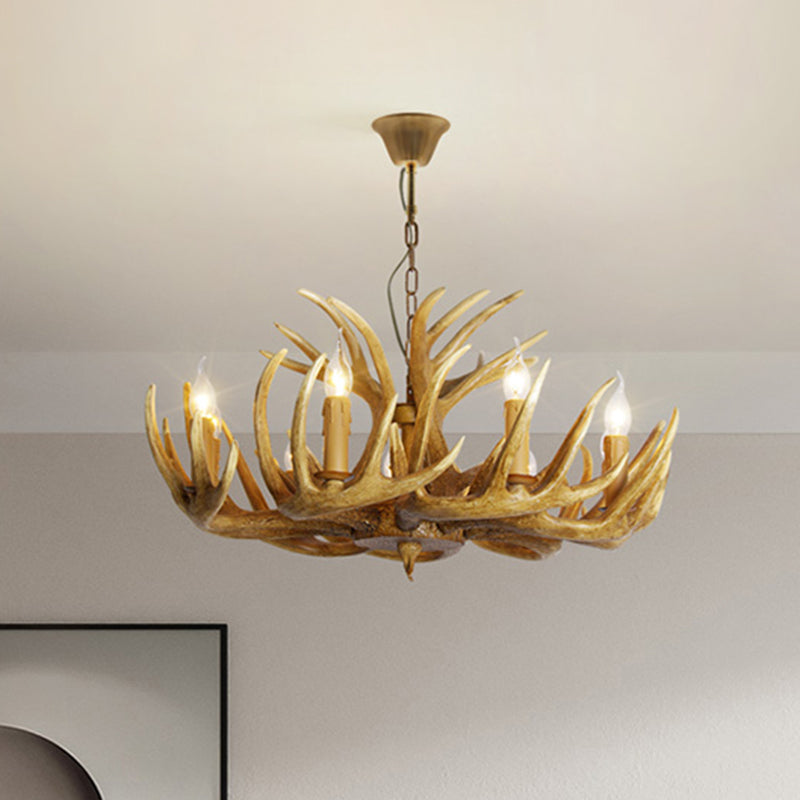 Classic Deer Horn Chandelier Pendant Light Resin Hanging Lighting for Living Room Clearhalo 'Ceiling Lights' 'Chandeliers' Lighting' options 2135888