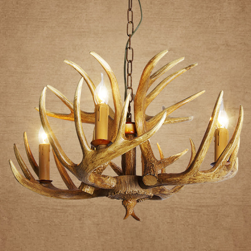 Classic Deer Horn Chandelier Pendant Light Resin Hanging Lighting for Living Room Clearhalo 'Ceiling Lights' 'Chandeliers' Lighting' options 2135890