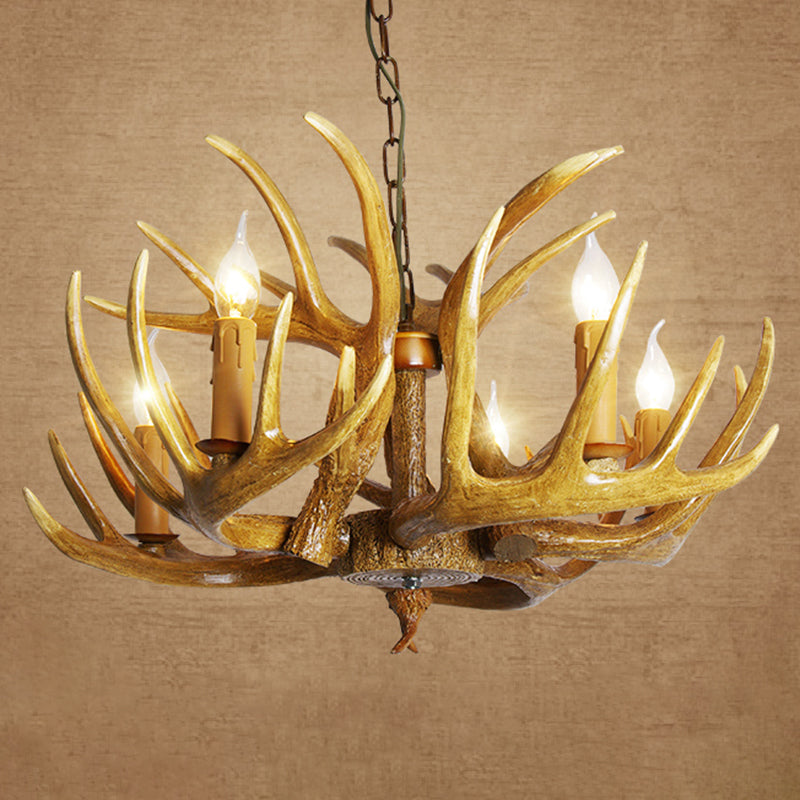 Classic Deer Horn Chandelier Pendant Light Resin Hanging Lighting for Living Room Clearhalo 'Ceiling Lights' 'Chandeliers' Lighting' options 2135893