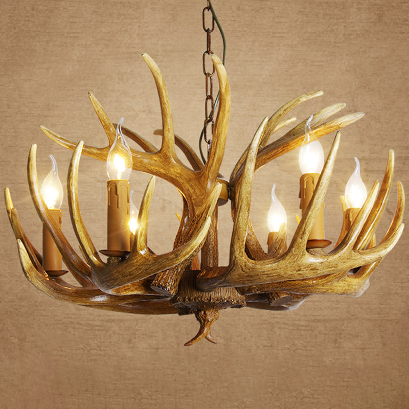 Classic Deer Horn Chandelier Pendant Light Resin Hanging Lighting for Living Room Clearhalo 'Ceiling Lights' 'Chandeliers' Lighting' options 2135894