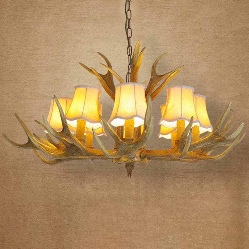 Classic Deer Horn Chandelier Pendant Light Resin Hanging Lighting for Living Room Clearhalo 'Ceiling Lights' 'Chandeliers' Lighting' options 2135895