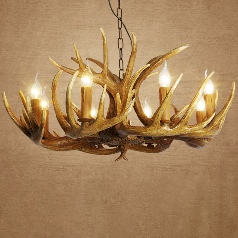 Classic Deer Horn Chandelier Pendant Light Resin Hanging Lighting for Living Room Clearhalo 'Ceiling Lights' 'Chandeliers' Lighting' options 2135896