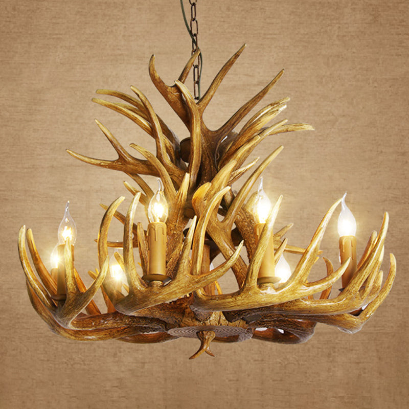 Classic Deer Horn Chandelier Pendant Light Resin Hanging Lighting for Living Room Clearhalo 'Ceiling Lights' 'Chandeliers' Lighting' options 2135898