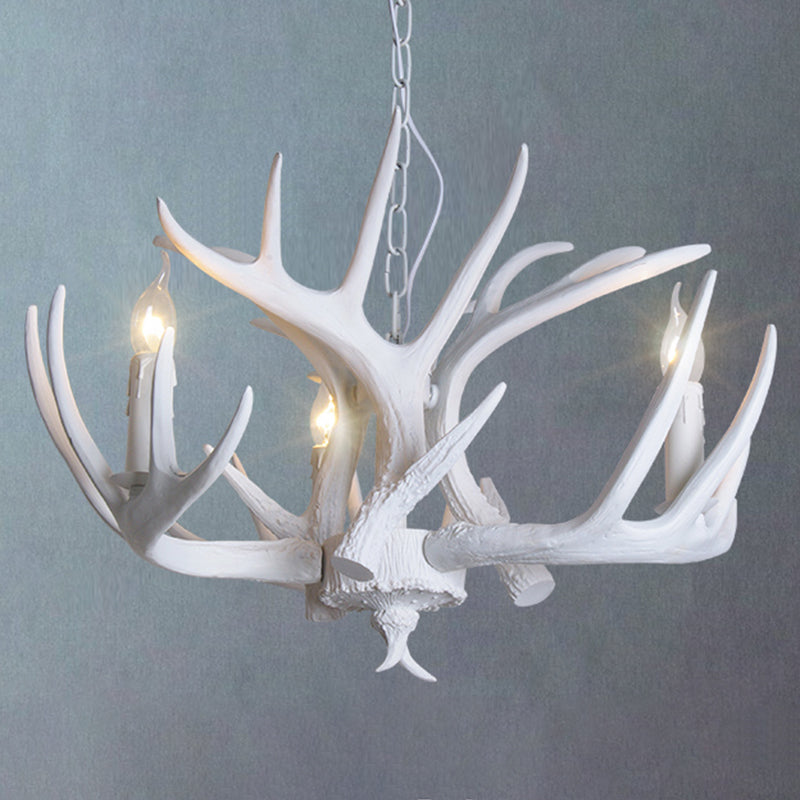 Classic Deer Horn Chandelier Pendant Light Resin Hanging Lighting for Living Room Clearhalo 'Ceiling Lights' 'Chandeliers' Lighting' options 2135900