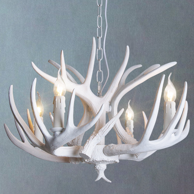 Classic Deer Horn Chandelier Pendant Light Resin Hanging Lighting for Living Room Clearhalo 'Ceiling Lights' 'Chandeliers' Lighting' options 2135902