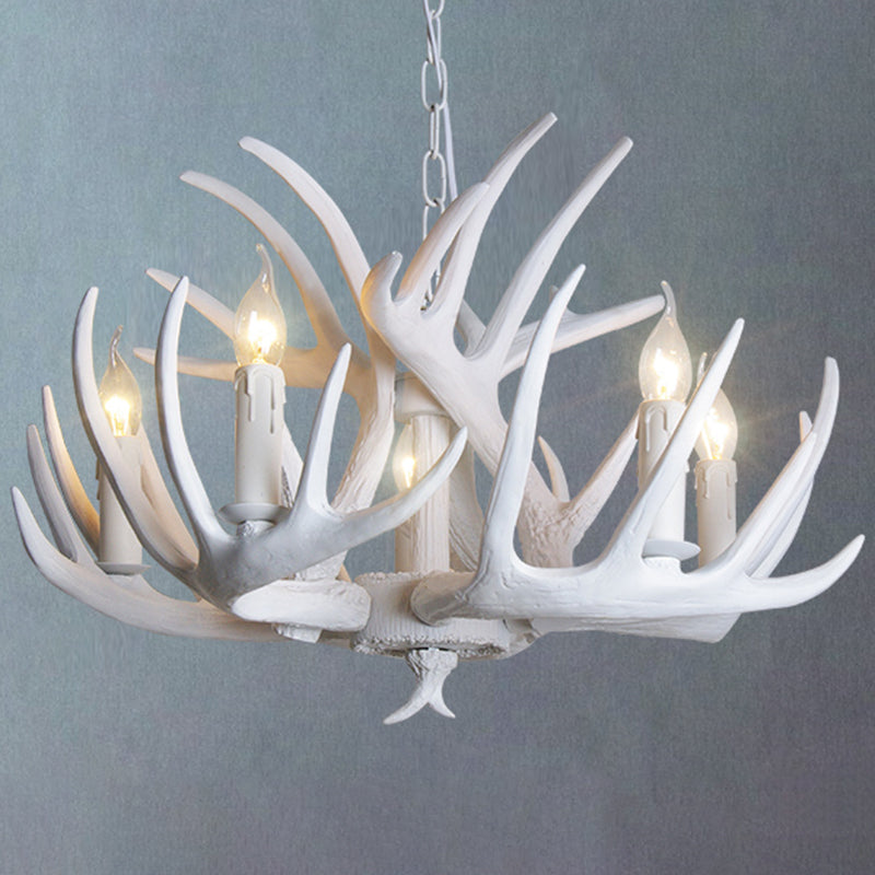 Classic Deer Horn Chandelier Pendant Light Resin Hanging Lighting for Living Room Clearhalo 'Ceiling Lights' 'Chandeliers' Lighting' options 2135904