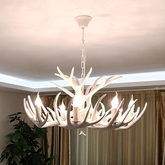 Classic Deer Horn Chandelier Pendant Light Resin Hanging Lighting for Living Room Clearhalo 'Ceiling Lights' 'Chandeliers' Lighting' options 2135909