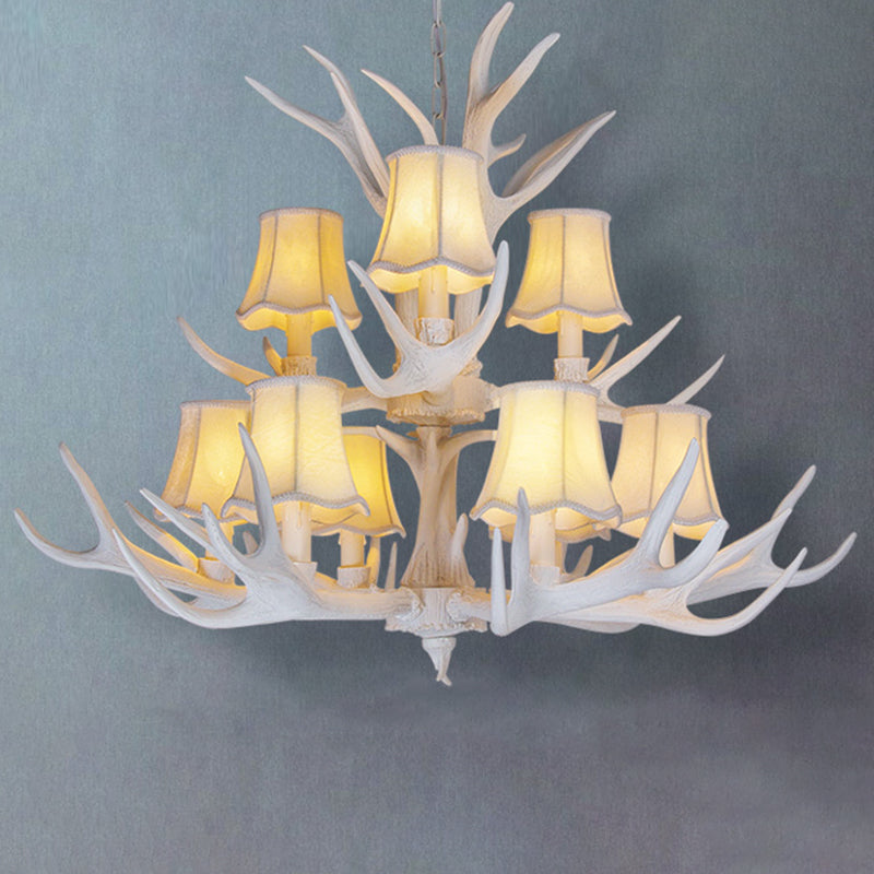 Classic Deer Horn Chandelier Pendant Light Resin Hanging Lighting for Living Room Clearhalo 'Ceiling Lights' 'Chandeliers' Lighting' options 2135910