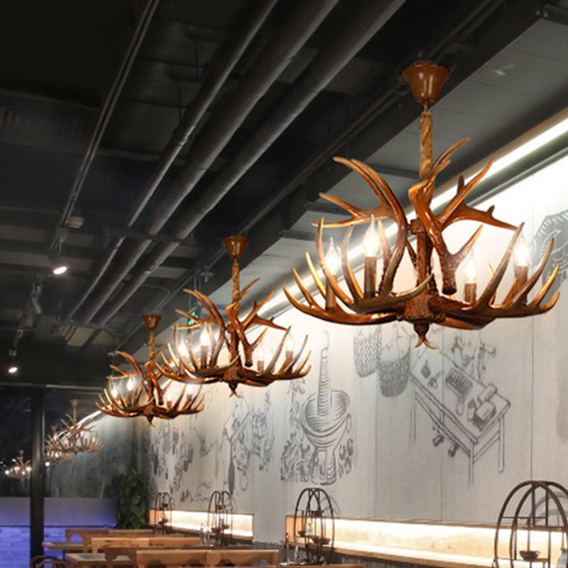 Resin Deer Horn Shaped Suspension Light Traditional Restaurant Chandelier Lighting Clearhalo 'Ceiling Lights' 'Chandeliers' Lighting' options 2135923