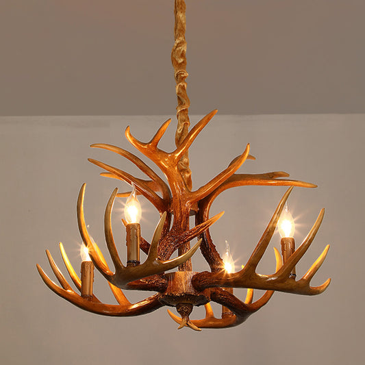 Resin Deer Horn Shaped Suspension Light Traditional Restaurant Chandelier Lighting Clearhalo 'Ceiling Lights' 'Chandeliers' Lighting' options 2135924