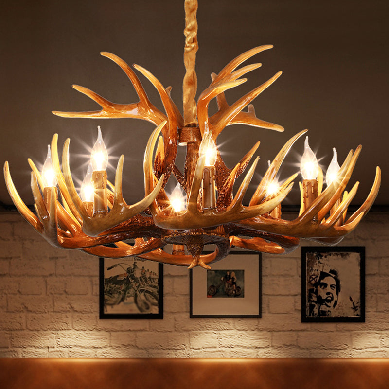 Resin Deer Horn Shaped Suspension Light Traditional Restaurant Chandelier Lighting Clearhalo 'Ceiling Lights' 'Chandeliers' Lighting' options 2135925