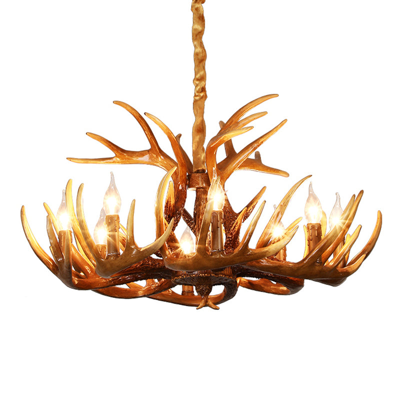 Resin Deer Horn Shaped Suspension Light Traditional Restaurant Chandelier Lighting Clearhalo 'Ceiling Lights' 'Chandeliers' Lighting' options 2135928