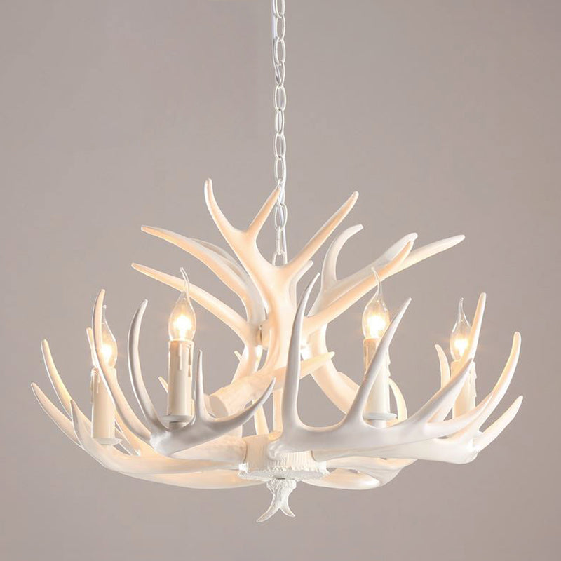 Resin Deer Horn Shaped Suspension Light Traditional Restaurant Chandelier Lighting 4 White Clearhalo 'Ceiling Lights' 'Chandeliers' Lighting' options 2135932_8bcd5f51-f9aa-4d36-a382-ee9b33ab8744