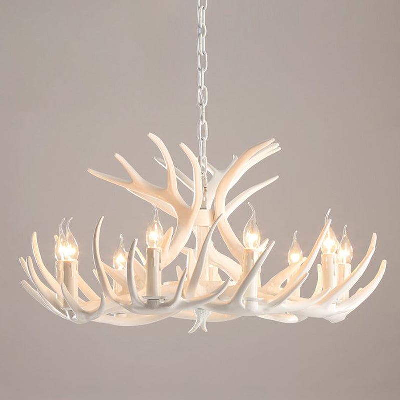 Resin Deer Horn Shaped Suspension Light Traditional Restaurant Chandelier Lighting 8 White Clearhalo 'Ceiling Lights' 'Chandeliers' Lighting' options 2135934_754eb245-7611-47d0-b6ae-f8fc12ce6482