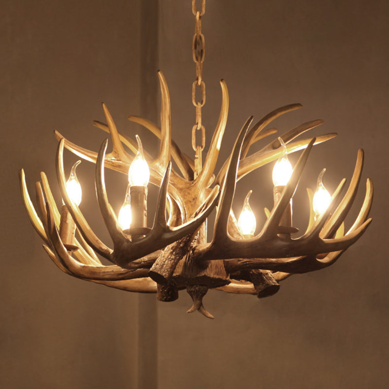 Vintage Antler Shaped Chandelier Light Fixture Resin Pendant Light for Restaurant Clearhalo 'Ceiling Lights' 'Chandeliers' Lighting' options 2135936